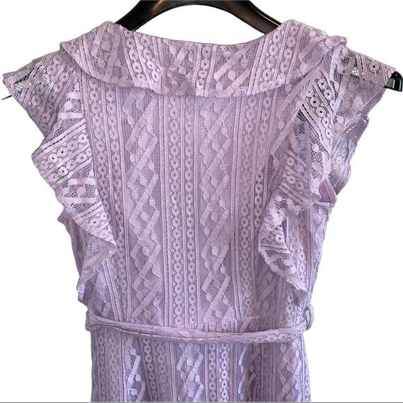 AQUA Bloomingdales Small Ruffle Lace Belted Mini Dress Women's - Picture 6 of 9